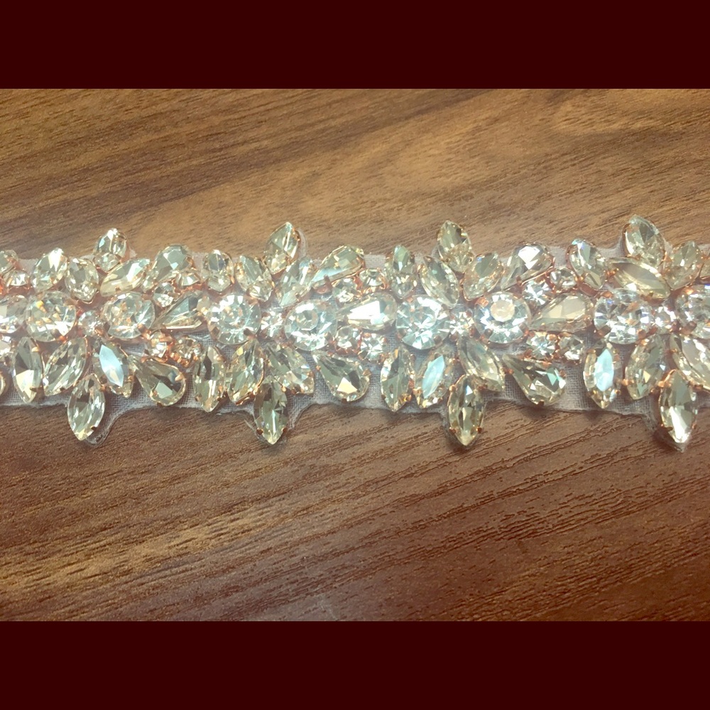 Rose Gold Jeweled Organza Sash